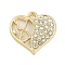 Rack Plating Alloy Micro Pave Rhinestone Pendants, Heart, Golden, 17x17.5x3mm, Hole: 1.8mm
