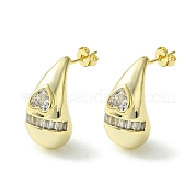 Серьги-гвоздики из латуни с цирконием EJEW-K267-11G