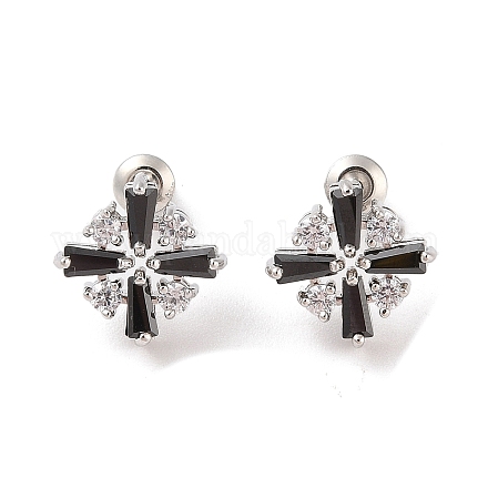 Серьги-гвоздики из латуни с микропаве из кубического циркония EJEW-I304-05P-01-1