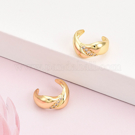 Латунные серьги-манжеты из прозрачного кубического циркония KK-T074-37G-1