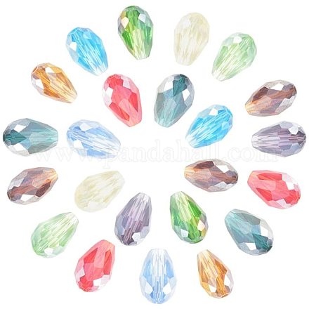 Nbeads 200 шт. хрустальные слезинки стеклянные бусины граненые каплевидные бусины ab-color с покрытием для изготовления ювелирных изделий своими руками EGLA-NB0001-08-1