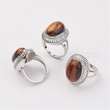Натуральный тигровый глаз кольца палец RJEW-P122-13-1