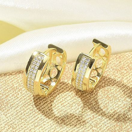 Латунные серьги-кольца из прозрачного кубического циркония EJEW-C122-04G-1