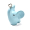 Opaque Resin Pendants, Elephant, with Platinum Iron Loop, Light Sky Blue, 24x15x16mm, Hole: 2mm