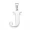 Tarnish Resistant 304 Stainless Steel Pendants, Initial Letter.J, 28x20x1.5mm, Hole: 4x10mm