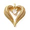 Brass Micro Pave Cubic Zirconia Pendants, Cadmium Free & Lead Free, Heart, Real 18K Gold Plated, 33.5x29x10mm, Hole: 4.5x5mm