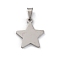 304 Stainless Steel Pendants, Stainless Steel Color, Laser Cut, Star, 17x15x1.5mm, Hole: 5x3mm