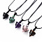 Natural Gemstone Cone Pendant Necklace, Full Wrapped Gemstone Pendant Necklace for Girl Women, Black, 30.7~31.73 inch(78~80.6cm)