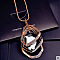 Alloy Crystal Rhinestone and Black Glass Pendant Long Necklaces, for Women, Golden, Nuggets, 35.04 inch(89cm)