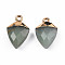 Natural Green Aventurine Pendants, with Light Gold Plated Iron Findings, Faceted, Kite Charm, 18.5x11.5~12x6mm, Hole: 1.6mm