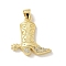 Brass Micro Pave Cubic Zirconia Pendants, Cadmium Free & Nickel Free & Lead Free, Cowboy Boots Charms, Real 18K Gold Plated, 21.5x20x4mm, Hole: 4.5x3.5mm