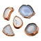 Natural Raw Rough Agate Cabochons, Agate Slices, Dyed & Heatsd, Nuggets, 49.5~66.5x36~55.5x5~8.5mm