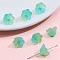 10Pcs Gradient Color Transparent Glass Bead Caps, Six-Petal Flowers, Orchid, Turquoise, 12x7mm