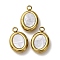 304 Stainless Steel Resin Pendants, Ion Plating(IP), Golden, Oval, 15.5x10.5x4mm, Hole: 1.8mm