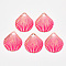 Transparent Acrylic Links connectors, with Plated Bottom, Scallop Shape, Deep Pink, 35x32x5mm, Hole: 1.2mm