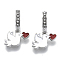 Alloy European Dangle Charms, with Crystal Rhinestone and Enamel, Large Hole Pendants, Pigeon, Platinum, Creamy White, 24mm, Hole: 5mm, Pigeon: 13x15x2mm