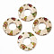 Fruit Seris Printed Wood Pendants, Donut with Fruit Pattern, Seashell Color, 45x5mm, Hole: 1.6mm