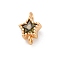 Brass Cubic Zirconia Star Connector Charms, Cadmium Free & Nickel Free & Lead Free, Real 18K Gold Plated, Yellow Green, 10.5x6x3.5mm, Hole: 0.9mm