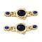 Brass Box Clasps, with Natural Lapis Lazuli, Oval, Real 18K Gold Plated, 43x16x8.5~9mm, Hole: 4x1.5mm