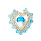 Mushroom Handmade Lampwork with Grade A Round Glass Seed Beads and Rack Plating Alloy Open Back Bezel Pendants and Electroplate Glass Beads Pendants, Heart, Deep Sky Blue, 33x31x10mm, Hole: 1.8x2mm