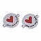 201 Stainless Steel Enamel Links connectors, for Valentine's Day, Flat Round with Heart and Word You Are My Love, Red, Stainless Steel Color, 16x21x1mm, Hole: 1.4mm