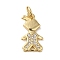 Brass Micro Pave Clear Cubic Zirconia Pendants, Cadmium Free & Nickel Free & Lead Free, Human, Real 18K Gold Plated, 15.5x8.5x1.5mm, Hole: 3.2mm