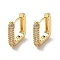 Rack Plating Brass Micro Pave Cubic Zirconia Hoop Earrings, Rectangle, Golden, 13.5x11.5x3mm