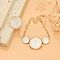Alloy White Enamel Link Bracelets & Rings Sets, Flat Round, Golden, 165mm & 18mm