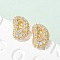 Brass Micro Pave Cubic Zirconia Stud Earrings, Rack Plating, Long-Lasting Plated, Real 18K Gold Plated, Letter D, 13.5x9mm