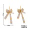 Elegant Copper Butterfly Stud Earrings with Zircon, Fashionable and Versatile, Golden, Clear, 37x14mm