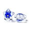 Transparent Glass Beads, Hand Drawn Beads, with Enamel, Flower, Medium Blue, 21x22x11mm, Hole: 1.2mm