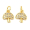 Rack Plating Brass Micro Pave Clear Cubic Zirconia Pendants, Long-Lasting Plated, with Jump Rings, Lead Free & Cadmium Free, Mushroom, Real 18K Gold Plated, 11x9x2mm, Hole: 4mm