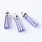 Faux Suede Tassel Pendant Decorations, with CCB Plastic Cord Ends, Platinum, Lilac, 35~37x10mm, Hole: 1.8mm