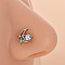 316L Surgical Stainless Steel Clear Cubic Zirconia L-Shaped Nose Rings, Stainless Steel Color, Moon, 7mm, Pin: 0.8mm
