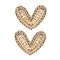 Rack Plating Heart Brass Stud Earrings, with Clear Cubic Zirconia, Cadmium Free & Lead Free, Long-Lasting Plated, Real 18K Gold Plated, 19x16mm