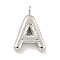 Non-Tarnish 304 Stainless Steel Pendants, Letter Charm, Stainless Steel Color, Letter A, 16.5x11x3mm, Hole: 2mm