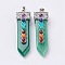 Natural Green Aventurine with Synthetic & Natural Mixed Stone Chakra Big Pendants, Sword, Platinum, 57~60x16.5x12mm, Hole: 5mm