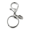 Alloy & Iron Keychain Clasps, with Lobster Claw Clasps, Platinum, 64mm