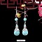 Teardrop Synthetic Turquoise & Alloy Dangle Earrings, Turquoise, 40x11mm