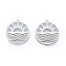 Non-Tarnish 201 Stainless Steel Pendants, Flat Round with Sun, Stainless Steel Color, 27x25x1mm, Hole: 1.4mm