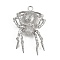 Halloween Theme 304 Stainless Steel Pendants, Stainless Steel Color, Non-Tarnish, Spider, 62x39x12mm, Hole: 4.4x4.8mm