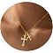 Double Cross Brass Micro Pave Clear Cubic Zirconia Pendant Necklaces, Real 18K Gold Plated, 15.75 inch(40cm)