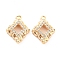 Brass Micro Pave Cubic Zirconia Pendants, Cadmium Free & Nickel Free & Lead Free, Rhombus, Real 18K Gold Plated, 14x11x3.5mm, Hole: 1.1mm