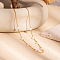 Simple and Elegant Stainless Steel & Natural Freshwater Pearl Link Chain Necklaces for Women, Real 18K Gold Plated, 15.59 inch(39.6cm)