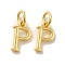 Brass Pendants, Cadmium Free & Nickel Free & Lead Free, with Jump Ring, Letter P, 10.5x6x1.5mm, Ring: 5x1mm, inner diameter: 3mm
