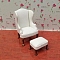 Single and Double Imitation Leather Sofas with Footrests for Dollhouse Miniature Furniture Model, White, 105x65mm