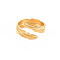 Ion Plating(IP) 304 Stainless Steel Leaf Open Cuff Ring for Women, Nickel Free, Real 18K Gold Plated, US Size 7 1/4(17.5mm)