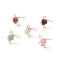 Gemstone Heart Beaded Finger Ring, Light Gold Plated Copper Wire Wrap Jewelry for Women, US Size 7 3/4(17.9mm)
