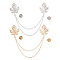 2Pcs 2 Colors Double Maple Leaf Hanging Chain Brooch, Alloy Tassel Lapel Pin for Suit Shirt Collar, Platinum & Golden, 210mm, 1pc/color