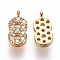 Brass Micro Pave Clear Cubic Zirconia Charms, Number, Golden, Num.8, 9.5~10x4~6.5x2mm, Hole: 0.8mm